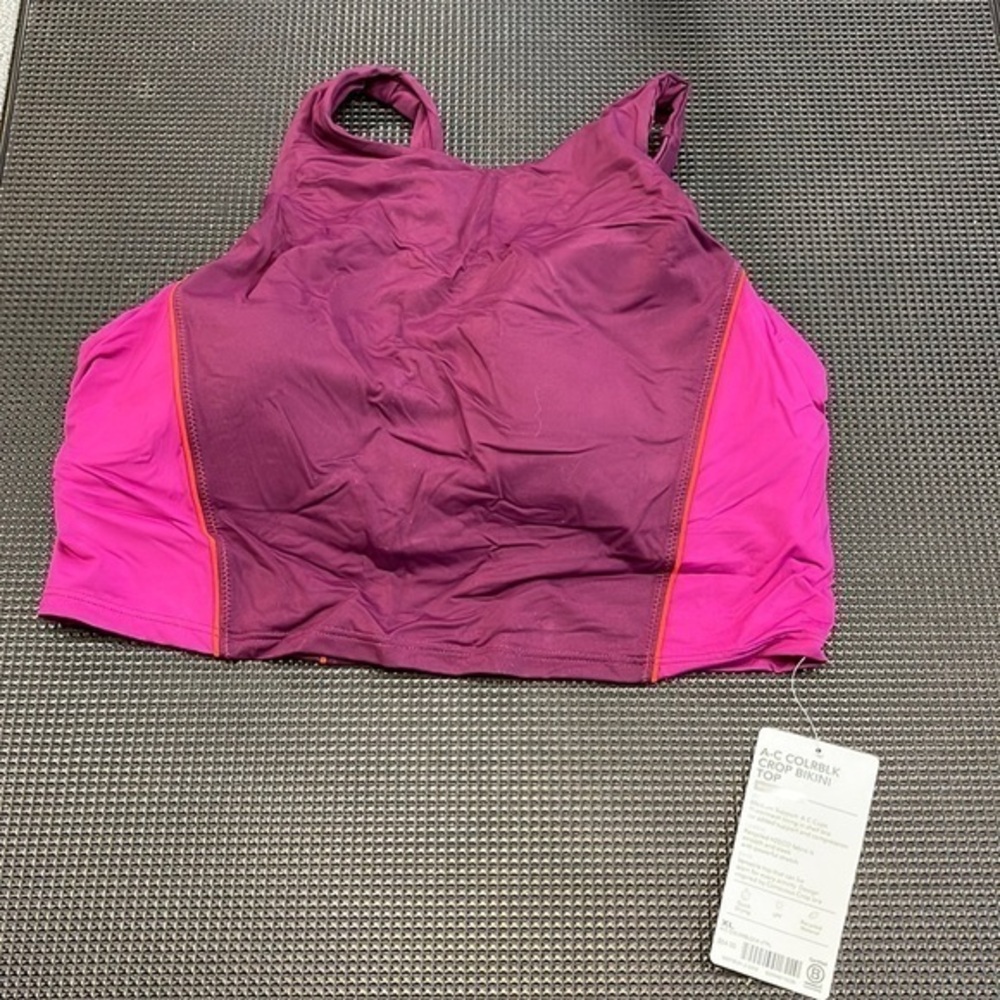 NWT Athleta A-C Colorblock Crop Bikini Top Size XL